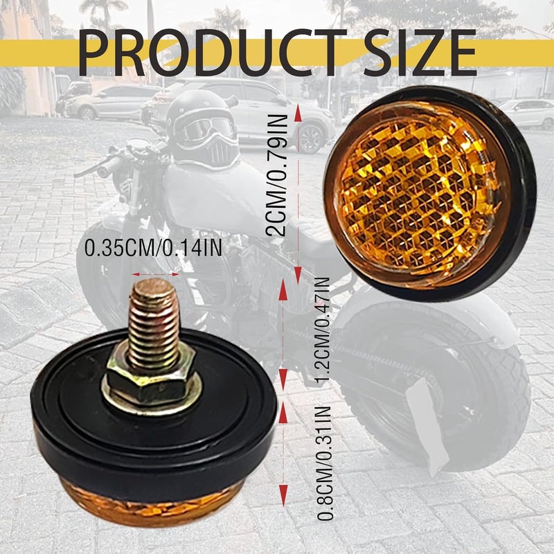 GolTHd 6PCS Mini Reflector with Screw Nut Type M5 Universal Screw Tag Bolt Round Reflective for Motorcycle Bicycle Bike - Yellow - Image 2